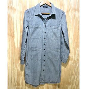 VTG Tommy Hilfiger classic shirt dress 90's navy blue stripes timeless women M